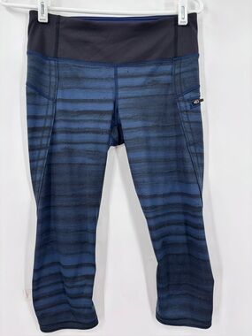 lululemon athletica Blue & Black Striped Capris Leggings